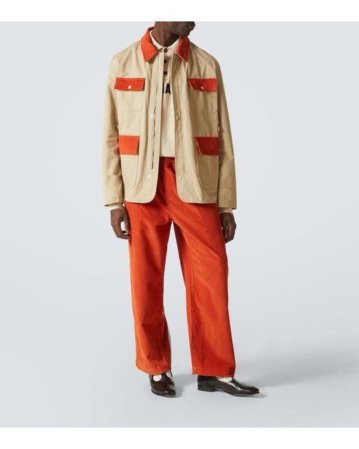 Bode Orange Corduroy-Trimmed Cotton Twill Field Jacket for men