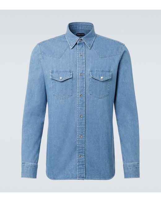 Tom Ford Blue Western Denim Shirt for men