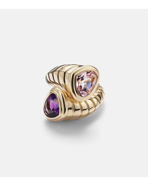 Marina B White Trisolina Toi Et Moi 18Kt Ring With Morganite And Amethyst