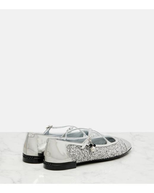 Jimmy Choo White Ballerinas Eleri Aus Leder Mit Glitter