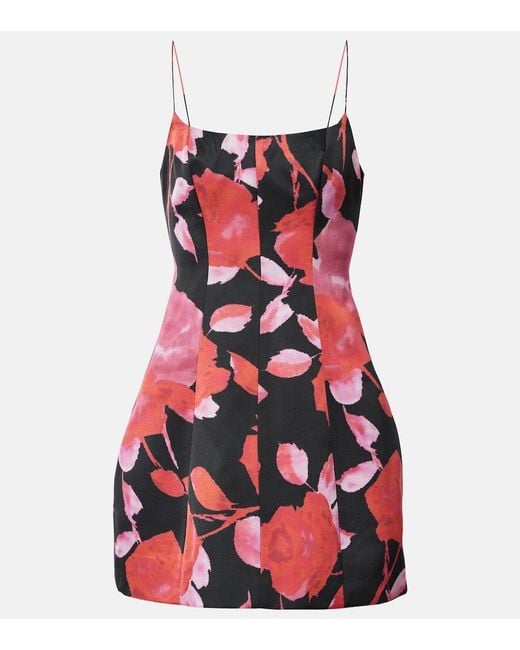 Blumarine Red Printed Satin Minidress