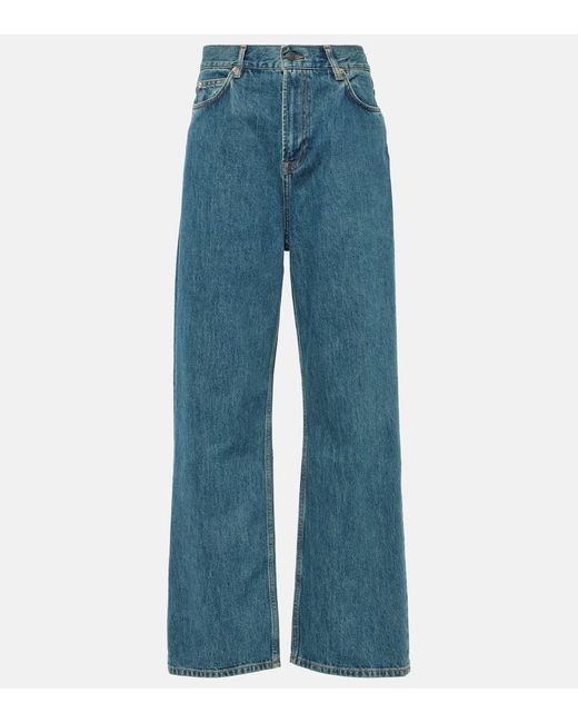 Jeans rectos de tiro alto Wardrobe NYC de color Blue