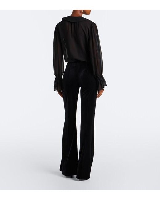 Elie Saab Black Velvet Flared Pants