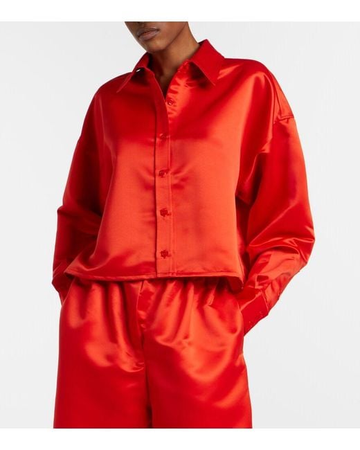 Frankie Shop Red Arlen Satin Shirt