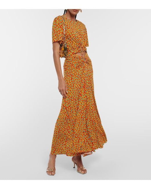 Rabanne Orange Second Skin Leopard-Print Top