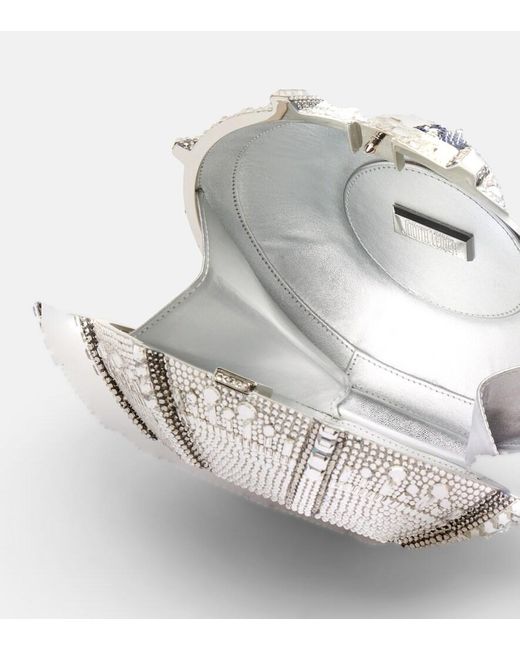 Judith Leiber White Ufo Crystal-Embellished Clutch