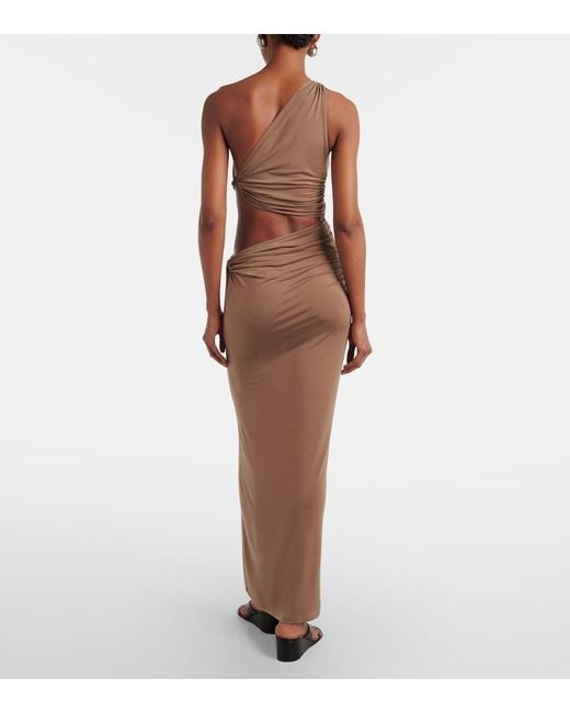 JADE Swim Brown Yana Cutout One-Shoulder Maxi Dress