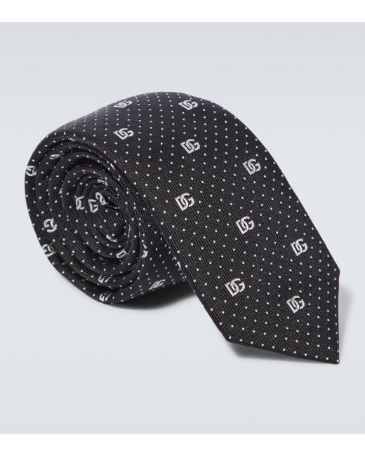 Dolce & Gabbana Black Dg Jacquard Silk Tie for men