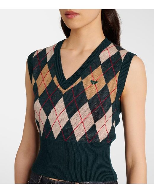 Prada Green Argyle Virgin Wool Sweater Vest