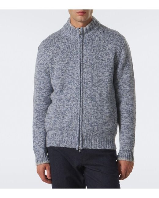Fedeli Blue Alpaca And Wool Cardigan for men