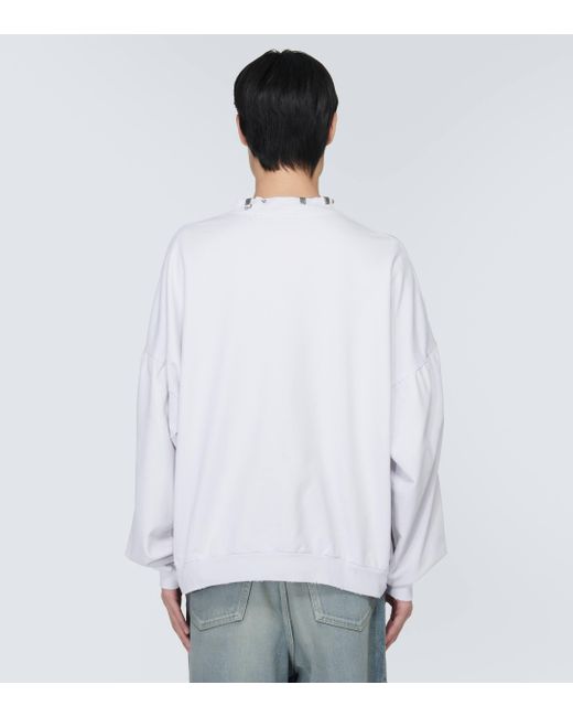 Balenciaga White Pierced Round Fleece Sweatshirt for men