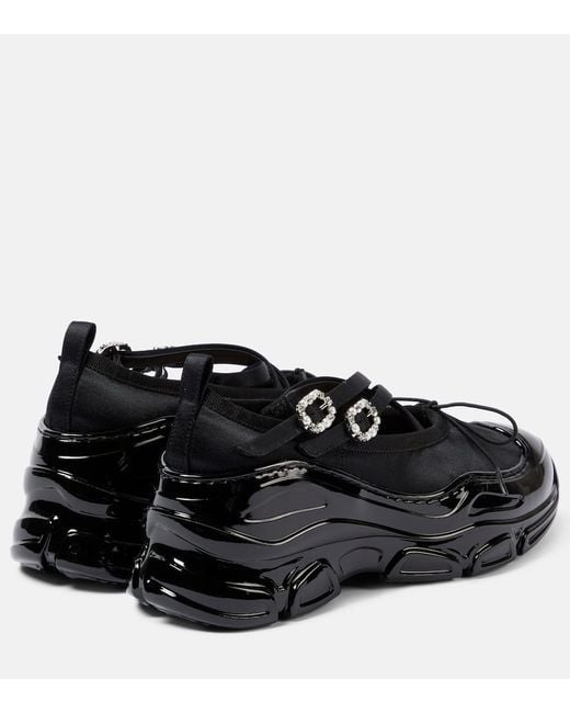Zapatos planos de saten con cristales Simone Rocha de color Black