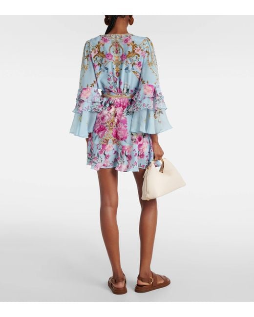Robe portefeuille en soie a fleurs Camilla en coloris Multicolor