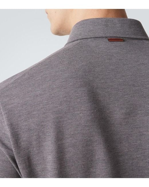 Zegna Gray Cotton Pique Polo Shirt for men