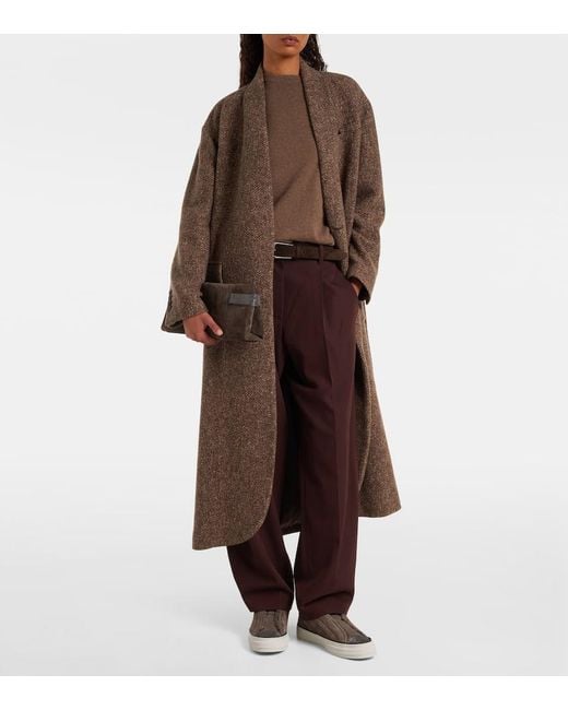 Brunello Cucinelli Brown Monili Suede Slip-On Shoes