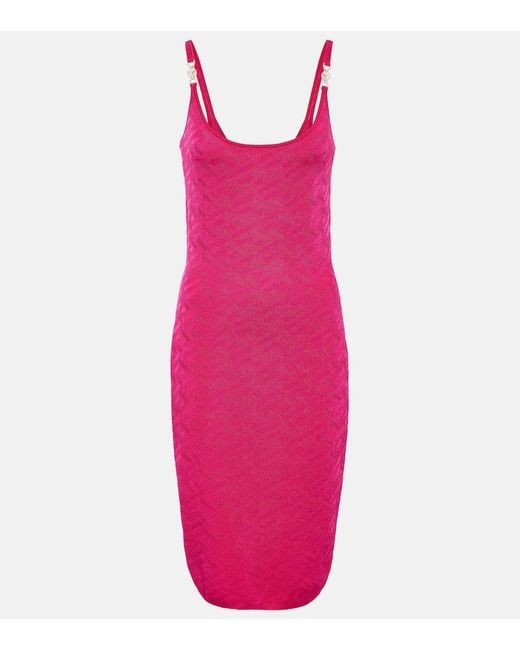 Versace Pink La Greca Medusa '95 Knitted Midi Dress