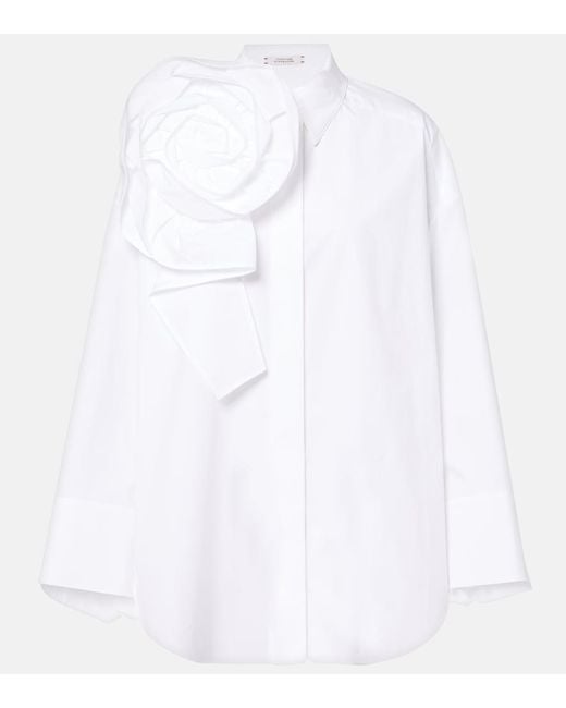 Dorothee Schumacher White Floral-Applique Cotton-Blend Poplin Shirt