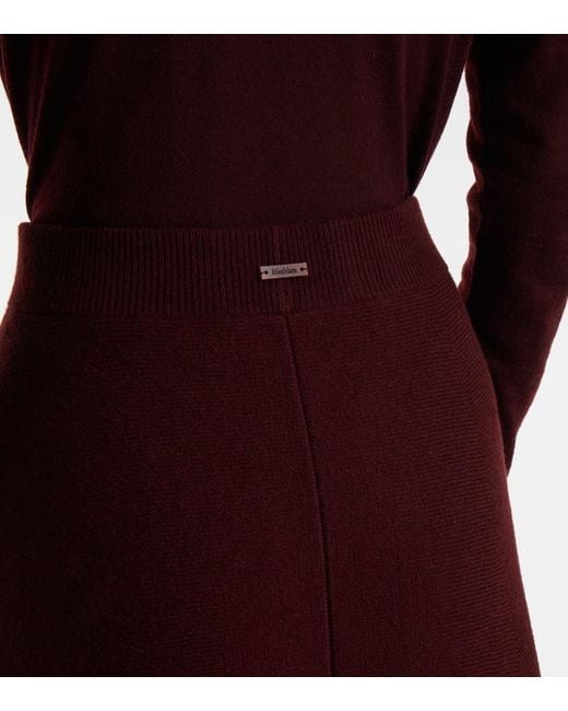 Max Mara Red Giberna Wool And Cashmere Maxi Skirt