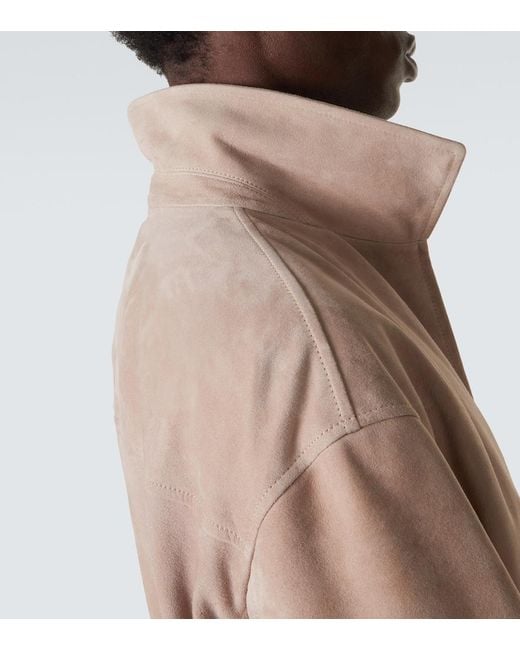 Brunello Cucinelli Pink Suede Blouson Jacket for men