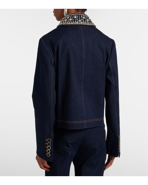 Veronica Beard Blue Barrington Embellished Denim Jacket