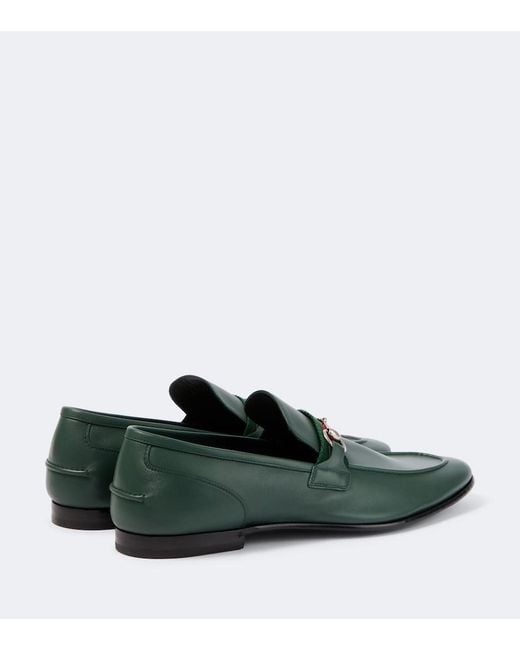 Gucci Green Como Horsebit Leather Loafers for men