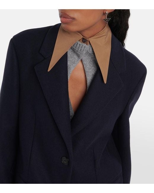 Prada Blue Mantel Aus Wolle Und Kaschmir