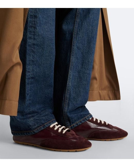 Saint Laurent Brown Lewis Suede-Trimmed Leather Sneakers