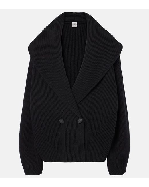 Totême Black Wool-Blend Cardigan