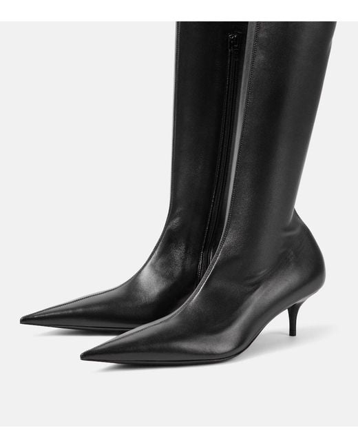 Balenciaga Black Avenue Leather Over-The-Knee Boots