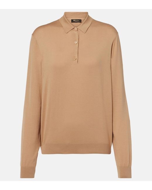 Loro Piana Brown Ice Wish Cotton Polo Sweater