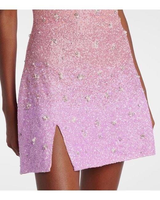Clio Peppiatt Pink Crystal Beaded Minidress