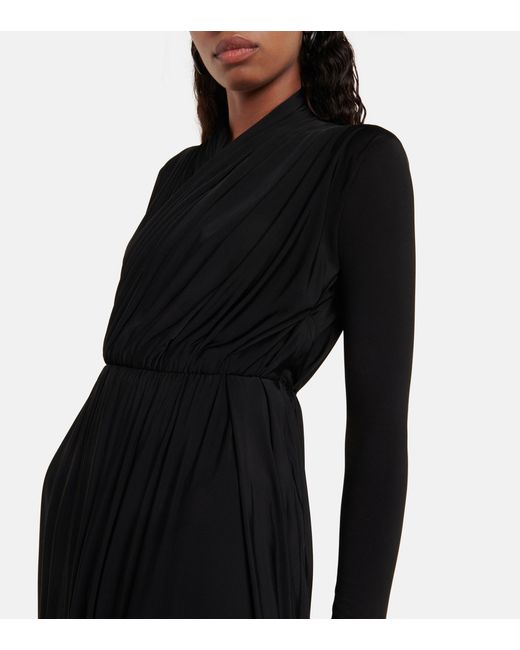 Balenciaga Draped Jersey Maxi Dress in Black | Lyst