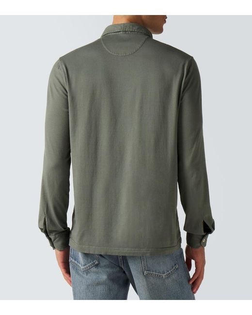 Fedeli Green Cotton Pique Polo Shirt for men