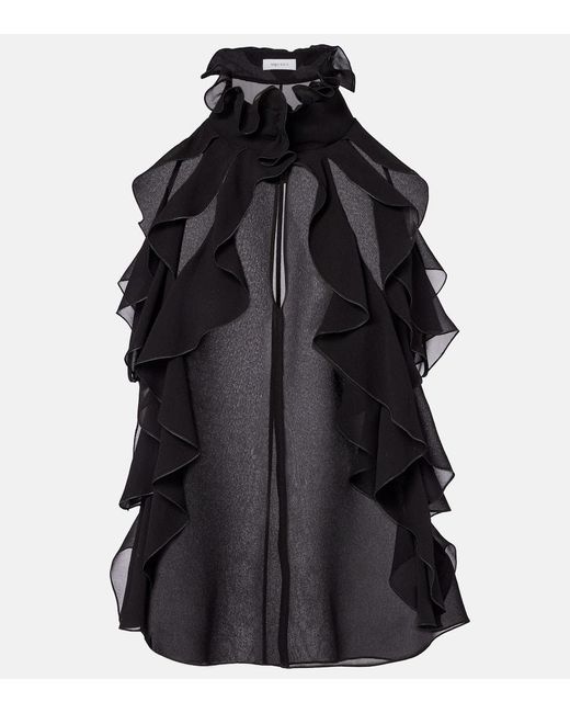 Alexander McQueen Black Top Aus Seide