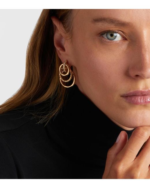 David Yurman Metallic Dy Mercer Triple 18Kt Earrings With Diamonds