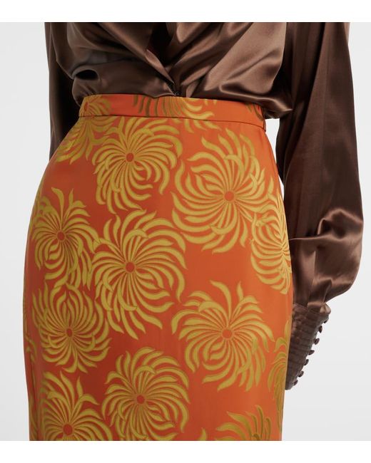 Falda Midi Estampada Dries Van Noten de color Brown