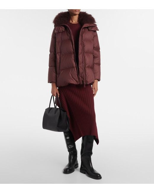 Yves Salomon Red Quilted Down Jacket