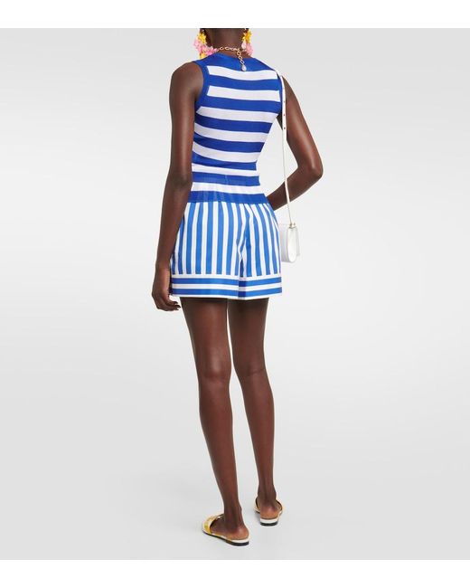 Dolce & Gabbana Blue Portofino Ribbed-Knit Striped Tank Top