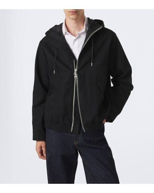 Sacai Black Hooded Wool Jacket for men