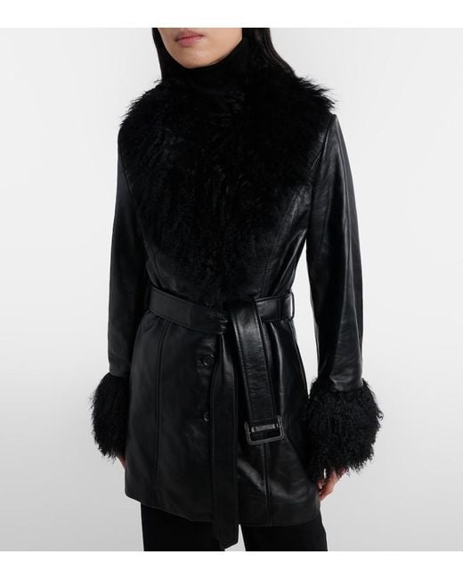 Nili Lotan Black Sefa Belted Leather Jacket