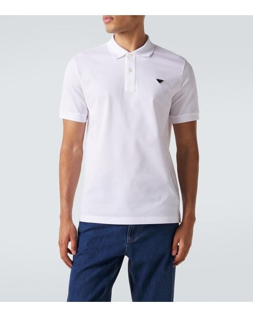 Prada White Cotton Pique Polo Shirt for men