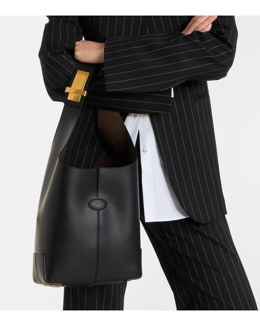 Tod's Black Di Bag Folio Leather Shoulder Bag