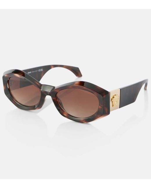 Versace Brown Medusa Plaque Oval Sunglasses