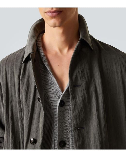 Giorgio Armani Gray Linen-Blend Cardigan for men