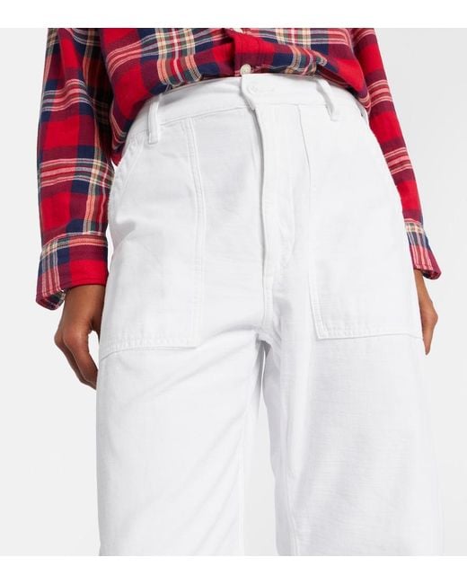 Polo Ralph Lauren White High-Rise Barrel-Leg Jeans