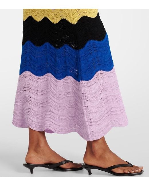 LaDoubleJ White Chevron Crochet Cotton Maxi Dress