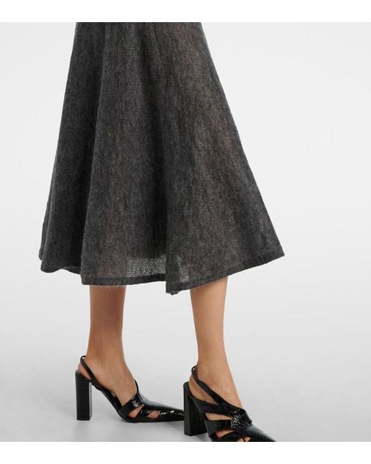 Alaïa Black Noir Frill-Cuff Knitted Wool-Blend Midaxi Dress