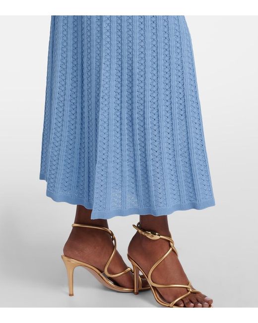 Rebecca Vallance Blue Natalie Pointelle Midi Skirt
