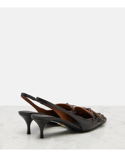 Prada Black Slingback-Pumps Aus Leder