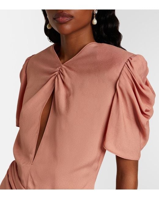 Valentino Orange Bow-Detail Draped Midi Dress